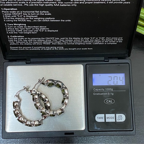 Stainless Steel Simulated Diamond Avocado Green Peridot Inside Out Hoop Earrings - Picture 14 of 15